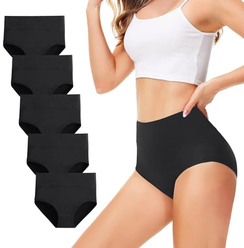 TUUHAW Unterhosen Damen Hohe Taille Baumwolle 5er Pack Atmungsaktive Slips | High Waist Unterwäsche Frauen, Bauchweg Unterhose Weich Stretch, Bequem im Wochenbett und nach Kaiserschnitt Miederhose