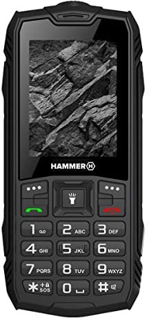 Hammer H Rock Handy ohne Vertrag, Robustes Tastenhandy mit IP68, Taschenlampe, 1800 mAh Akku, stoßfest, Dual SIM, 2,4 Zoll Farbdisplay, Arbeitshandy für Baustelle und Outdoor, Schwarz