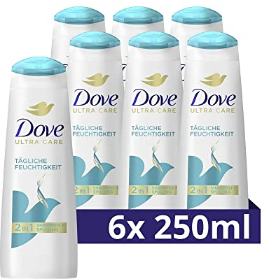 Dove 2in1 Shampoo & Spülung tägliche Feuchtigkeitspflege intensive Pflege für geschmeidiges Haar 250 ml 6 Stück