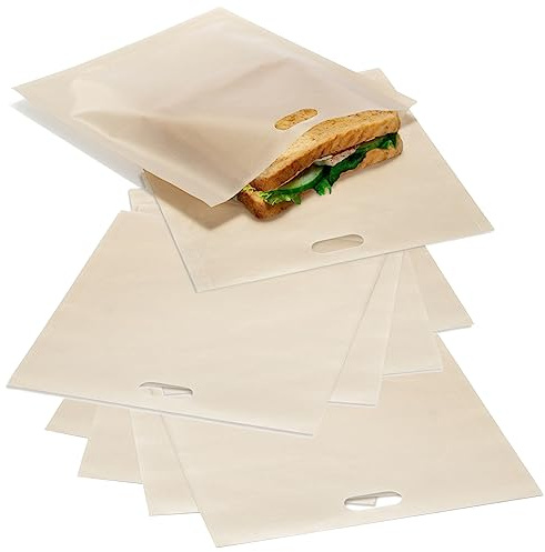 COM-FOUR® 10x Toastbeutel, wiederverwendbare Antihaft-Toasttüten 18 x 16 cm | Toasttaschen für Käsetoast, Sandwiches, Snacks, Nuggets, Backofen, Toastofen und Sandwichtoaster