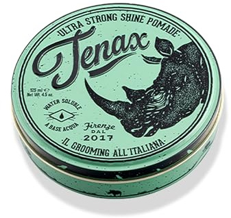 Tenax Ultra Strong Shine Pomade, 125 ml, wasserbasierte Pomade für Männer verleiht superfesten Halt & starken Glanz, leicht auszuwaschendes Haarwachs mit markantem Duft