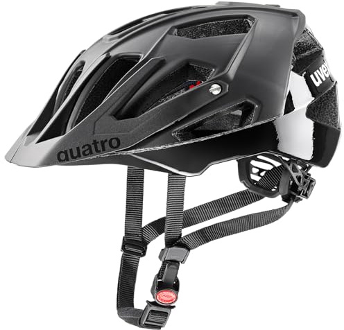 uvex Quatro cc - sicherer MTB-Helm für Damen und Herren - individuelle Größenanpassung - waschbare Innenausstattung - All Black matt - 52-57 cm