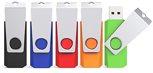 KEXIN USB Stick 16GB 5er Set, Speicherstick USB 2.0, Buntes Metallgehäuse, Drehbares Design - Schlüsselanhängergeeignete USB-Sticks