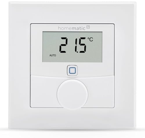 Homematic IP Wandthermostat mit Luftfeuchtigkeitssensor, Smart Home, digitales Thermostat Heizkörper/Fußbodenheizung mit App, Alexa, Google Home, Temperaturmessung, Energie sparen, 156669A0