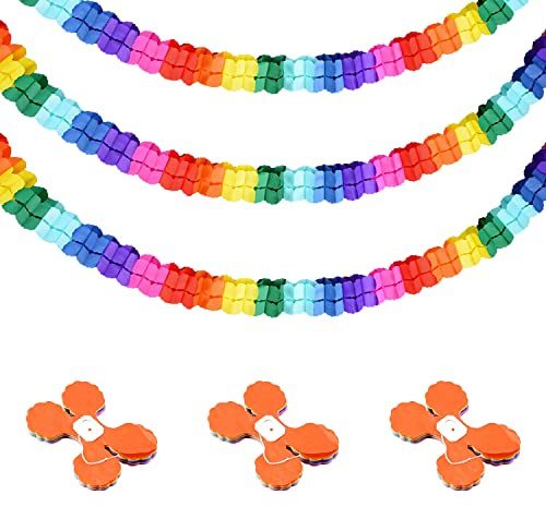 6 Stück Bunt Girlande Papier Deko 3 Meter Vierblättriges Kleeblatt Girlanden Regenbogen luftschlangen Girlande Hängenden Partygirlanden für Geburtstag Party Hochzeit Urlaubsdekoration