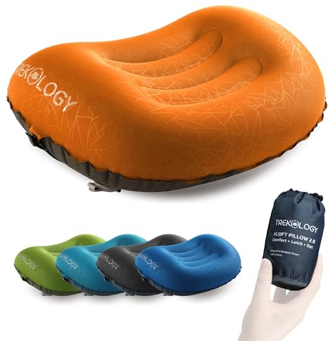 TREKOLOGY Camping Kissen Ultraleicht – Aufblasbares Nackenkissen für Camping, Trekking, Wandern, Strand – Ergonomisches Kopfkissen - Aufblasbares Kissen/Campingkissen für Outdoor-Aktivitäten