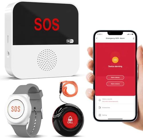 ChunHee Notrufknopf für Senioren Senioren Notruf Tuya WiFi Smart Notrufklingel Alert System für ältere Patienten Behinderte,Kinder