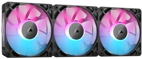 CORSAIR iCUE LINK RX120 RGB 120mm PWM-Lüfters mit iCUE LINK System Hub - Magnetisches Kuppellager - Dreierpack - Schwarz