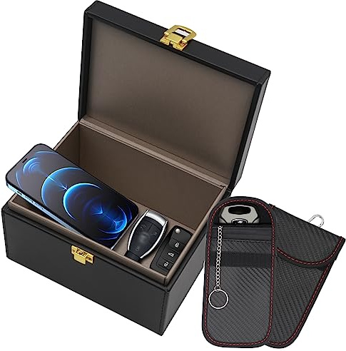 OBEST Keyless Go Schutz Autoschlüssel Box & 2 Faraday Bag | Autoschlüssel Schutz Keyless für Sicheren Schutz, Keyless Go Schutz von Handy, Kreditkarte und Autoschlüssel