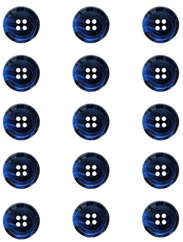 ftiemlovde 15 Stück 4 Loch Bunte Knöpfe zum Annähen Selber Machen Basteln（Blau 20mm）