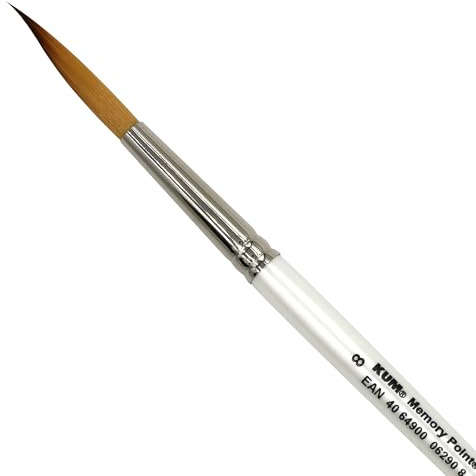 KUM - Aquarellpinsel Memory Point Schwert Rund Größe 8 | Malpinsel für Künstler, Künstlerbedarf für Aquarellmalerei und Watercolor