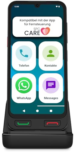 SPC Zeus 2 Pro - Smartphone für Senioren Kompatible mit App Fernverwaltung und -ortung | Easy-Mode, physische Tasten, XXL-Symbole | 6,1 Display, Dual-Kamera, 128GB | Ladestation, SOS-Taste