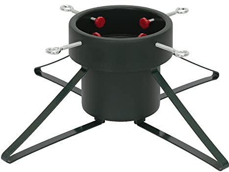ECD Germany Weihnachtsbaumständer mit Wasserschale und 4 Feststellschrauben, Dunkelgrün, Metall Christbaumständer, Tannenbaumständer für Bäume bis 250 cm Höhe, Sternförmige Weihnachtsbaum Ständer