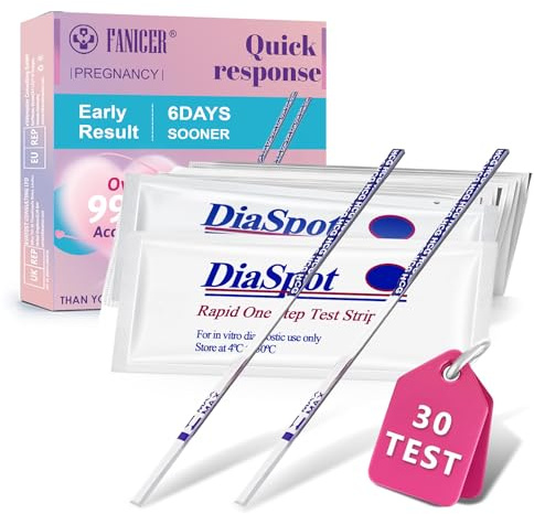 30 Stück Frühschwangerschaftstest Streifen, Schwangerschaftstest Kombipack, Zuverlässiger Schwangerschaftstest Frühtest, Schnellerkennung Teststreifen, Zuhause verwenden