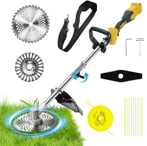 Rasentrimmer für Makita Akku 18V(MAX 21V), Freischneider mit Unkrautbürste, 4 Arten Klingen, 23cm Schnittbreite, 800W Bürstenloser Motor, Motorsense für Trimmer Garten (ohne Akku & Ladegerät)