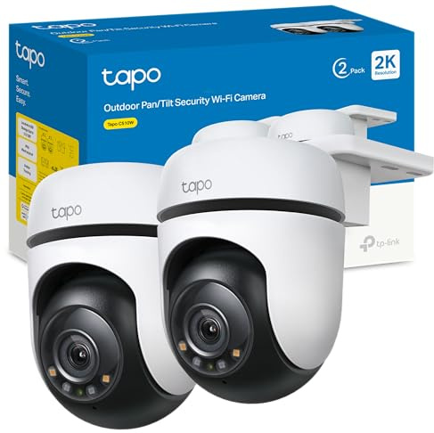 Tapo C510W(2-Pack) 360° WLAN-Überwachungskamera für außen, Farbnachtsicht, KI-Erkennung, Smart Tracking, Licht- & Ton-Alarm, Zwei-Wege-Audio, lokale Speicherung über microSD-Karte oder H500 HomeBase
