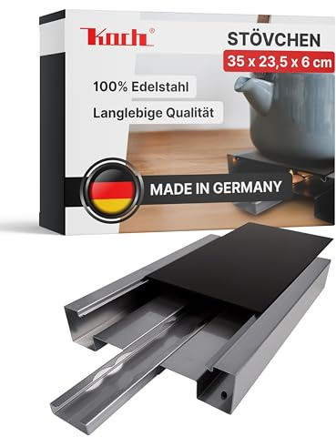 KOCH #00 Edelstahl Rechaud mit Auszug und 3 Teelichtern - Hochwertige Warmhalteplatte/Speisenwärmer/Tellerwärmer/Stövchen