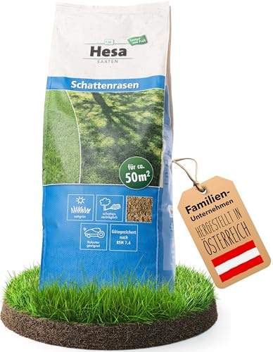 Hesa Schattenrasen RSM 7.4, 1 kg für ca. 50 m², Premium Rasensamen für Schatten und Halbschatten, Grassamen für schattige Flächen und Nachsaat, Profiqualität