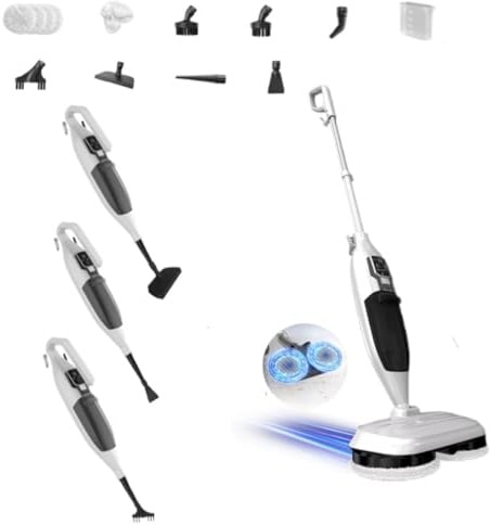 PUREBEAR 272 °F Dampfreiniger Mop mit Handgerät, 30s Schnellaufheizung | 15 Zubehör | 4 Mikrofaserpads | Für alle Hartböden und Teppiche,entfernt 99,9% | Handdampfreiniger| weiß