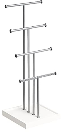 Amazon Basics Schmuckständer, Baum-Design, 4 Ebenen, Blatt, Weiß/Nickel