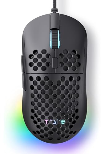 Dierya ×TMKB M1SE Gaming Maus mit Kabel,Gaming Mouse 12800 DPI Optischer Sensor,6 Programmierbare Tasten,Anpassbares RGB Gamer Maus,Ergonomische Gaming-mäuse für PC,Schwarz