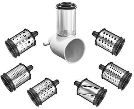 Kitchenaid KSMVSA+KSMEMVSC Gemüseschneider Set, Edelstahl, Silber, Weiß, 7- teilig
