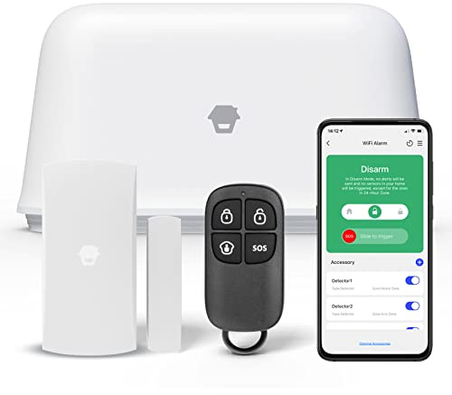 Chuango OV-300 - Smart WiFi Alarm System, kabelloses Haussicherheitssystem mit Basisstation, 97 db, Tür-/ Fenstersensor und handlicher Fernbedienung