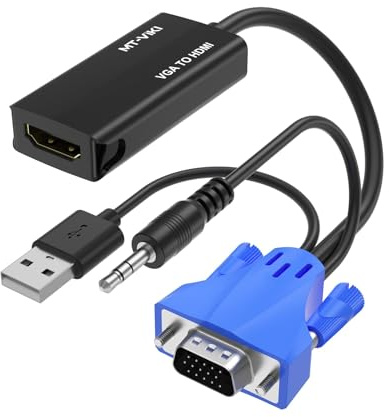 MT-VIKI VGA auf HDMI Adapter mit Audio 1080P Alter PC zu TV Monitor VGA Stecker to HDMI Buchse Converter für Ältere Laptop USB-Strom