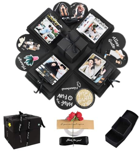 Überraschungsbox, Kreative Explosionsbox Geschenkbox DIY Fotoalbum Geschenk Scrapbook für Valentinstag Geburtstag Jahrestag Verlobung Hochzeit Liebe