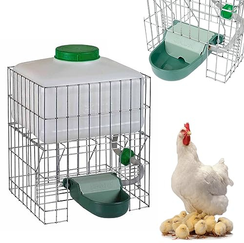 Breker Automatische Hühnertränke Metall 10 Liter [mit FILTERSYSTEM] - Selbstbefüllende Geflügeltränke -Wasserspender - Trinkbrunnen für Tiere - Ideal für Hühner, Gänse, Enten - Leichte Reinigung