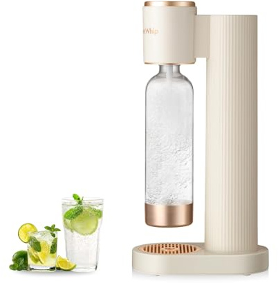 GreatWhip Wassersprudler Machine Milchig Weiß, Sodamaschine, mit 1 Liter Flasche, Kompatibel mit Einschraubbarem 60L CO2 Karbonisator (nicht enthalten), Geschenk zum Muttertag