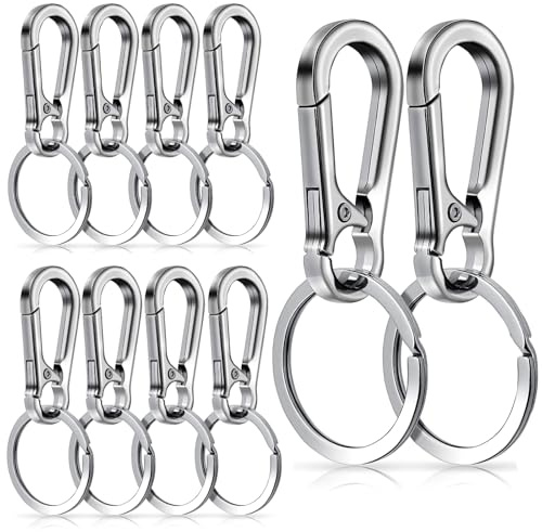 BOHUIZ 10 Stück Karabiner Schlüsselanhänger, Schlüsselring mit Karabiner Karabinerhaken Metall Keychain Schlüsselringe Clips