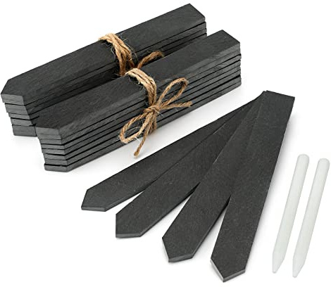 KINGLAKE 20 Stück 15 x 2 cm kräuterschilder Schiefer pflanzschilder für draussen Schiefer pflanzenschilder pflanzenstecker zum beschriften wetterfest