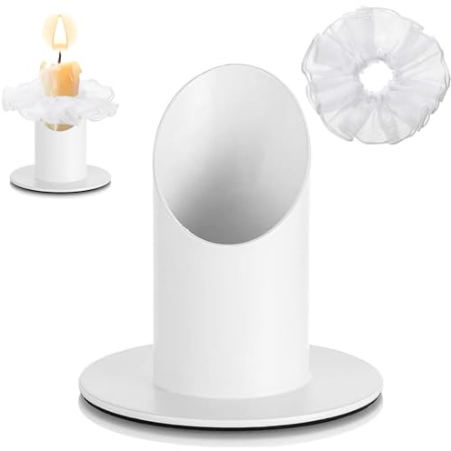 Norhogo 4 cm Weiß kerzenständer, kerzenhalter stumpenkerzen Metall, Kerzenständer Kommunionkerze, Taufkerzenständer für Taufkerze Taufkerzenhalter Taufkerzenständer Stabkerze Kerzen