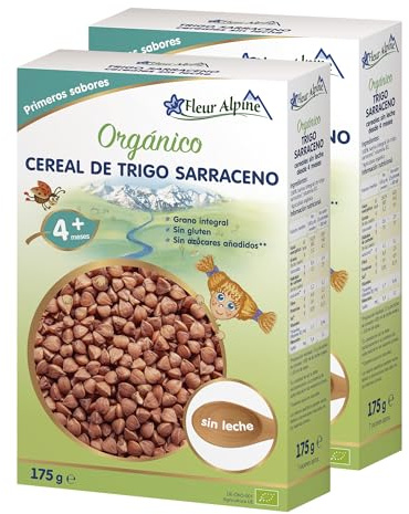 FLEUR ALPINE Bio Babybrei Buchweizen 2er Pack - Leckerer Frühstücksbrei | Nahrhaft und glutenfrei | einfache Zubereitung | Babynahrung 4+ Monate ohne Zuckerzusatz | 2x7 Portionen