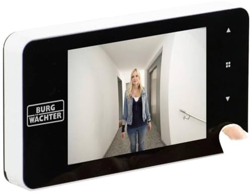 Burg-Wächter Digitaler Türspion Door eGuard mit Klingel, Elektronischer Türspion mit Kamera und Monitor, Mit Nachtsicht, Türstärke 38-110 mm, 3,2 Zoll Display, DG 8200, Weiß
