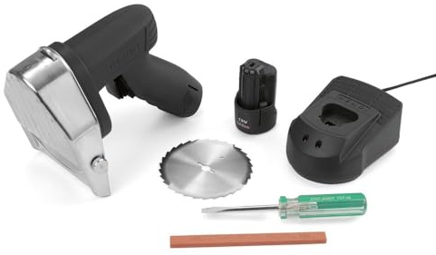 HENDI Dönermesser, Elektrisches, Kebabschneider, Inklusive Klingenschärfstein, Klingenständer und Schraubenzieherr, gezackte und Große, glatte Ø 80-mm-Klinge, 230V, 80W, 232x120x(H) 115mm, Edelstahl