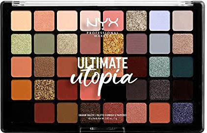 NYX Professional Makeup Lidschattenpalette, Ultimate Shadow Palette, Gepresster Puder Lidschatten, 40 Farbtöne, Matt, Satiniert, Metallic, Farbton: Ultimate Utopia