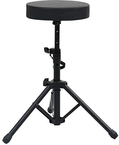 Gecheer Verstellbarer Drumhocker mit klappbaren Beinen Höhenverstellbar Donner Schlagzeughocker Schwarz Rund 22 x (47,5-62) cm