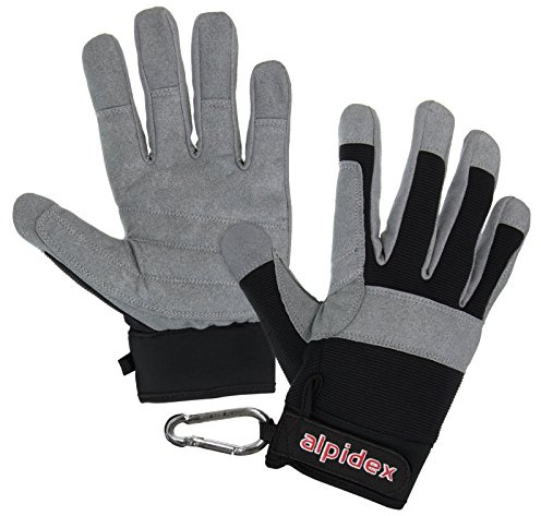 ALPIDEX Klettersteighandschuhe Unisex Fullfinger Handschuhe Kletterhandschuhe Full Finger Gloves Via Ferrata alle Finger geschlossen, Größe:M, Farbe:Wild Black