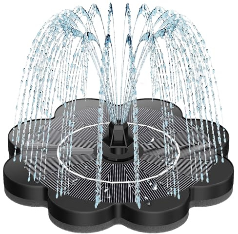 SZMP Solar Springbrunnen 3.5 Watt, 2026 Upgrade Glas Solarpanel Solar Teichpumpe mit 8 Düsen & 4 Fixe Rohre Solar Wasserpumpe Solar Schwimmender Fontäne Pumpe für Garten, Teich, DIY Wasserspiel