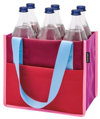 Remember Flaschentasche, 6 Fächer je 1.5 Liter, 100% recyceltes Polyester – Isolierte Tragetasche für Weinflaschen/Getränkeflaschen