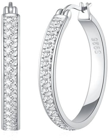 BMMYE Ohrringe für Damen aus Sterling-Silber/vergoldet BMMYE Strass-Ohrringe für empfindliche Ohren 30/40/50/60mm, 30mm, Sterling Silber, Kein Edelstein
