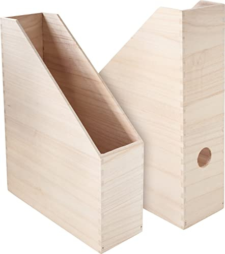 VBS Holz-Stehsammler 2 STK roh 25x9x32 cm Organizer Tisch Büro