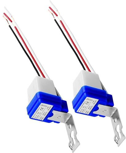 2er Set AC/DC 12V 10A Automatische Fotozellenschalter, Dämmerungssensor für Innen- und Außenbeleuchtung, Wasserdicht, Energiesparend, Ideal für Garten, Straßenlaternen und Parks