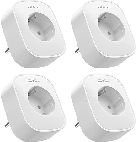 GNCC WLAN Steckdose mit Stromverbrauch, Alexa Steckdose 4er Pack, , Smart Steckdose Kompatibel mit Alexa & Google Home, Fernbedienung, Sprachsteuerung, 16A, Weiß
