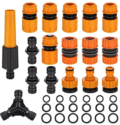 Hejo Schlauchverbinder Set, 1/2 Zoll ABS-Material Gartenschlauch Anschluss Set, Schlauchverbinder Leckfrei für Gartenschlauch Wasserhahn mit Gewinde