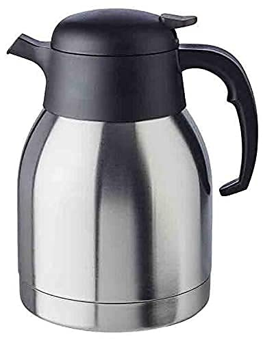 APS Isolierkanne Classic, doppelwandiger Edelstahl, 1,5 l, Ø 14 cm | Kaffeekanne mit Drehverschluss; Höhe 19 cm; für heiße und kalte Getränke; nicht spülmaschinengeeignet; ca. 12 Tassen