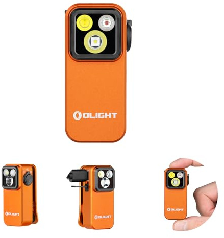 OLIGHT Oclip Pro Mini LED Taschenlampe mit Flutlicht, fokussiertes Licht und Rotelicht,500 LM helle USB-C wiederaufladbare Flashlight,IPX6 Clip Lampe kleine Blinklicht für Läufer Camping (Orange)