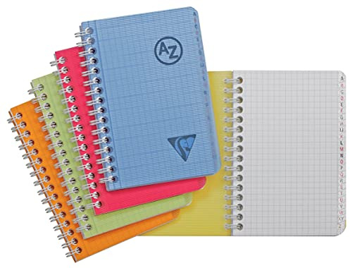 Clairefontaine 328225C – ein Verzeichnis mit Spiralbindung, 9 x 14 cm, 100 Seiten, kariert, Umschlag aus Polypropylen, zufällige Farbauswahl
